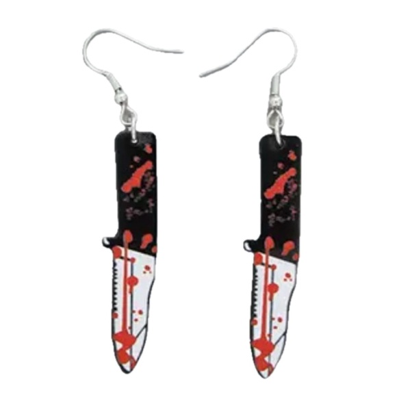 Earrings, Bloody Knives #4, NIP, Perfect Horror Movie Night Accessory - Picture 1 of 7